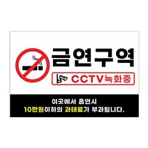 피노마켓 금연구역 안내판 디자인 3 중형 30 x 20 cm, 금연구역 CCTV 녹화중, 1개