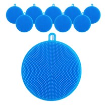 솔리드룸 다용도 실리콘 원형 수세미 블루, 1개, 10개입