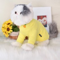 와다다샵 반려동물 과일 자수 티셔츠, 노랑