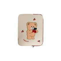 와다다샵 체리곰 노트북 태블릿 파우치, 아이보리