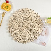 티나홈 원형 라탄 밀짚 테이블매트, 태양, 38cm