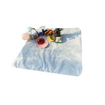 홈데코데이 피크닉 방수 감성 돗자리, 올리브체크