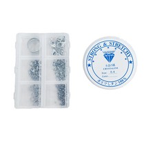 안공사더비즈 악세사리 부자재 세트 + 우레탄줄 0.4mm, 로듐, 1세트