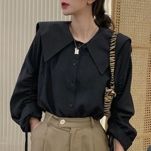 메이첼 빅 라운드 카라 조임 포인트 블라우스 00216