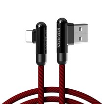 로모스 USB-C타입 ㄱ자형 90도 고속충전 케이블, 레드, 1.2m