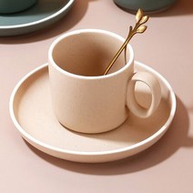 더블제이유 비아 심플 무광 머그컵 + 컵받침 세트 S, 핑크, 1세트