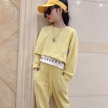엔젤아이 아동용 레이어드 크롭 트레이닝 상하의 세트