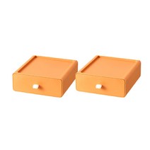 루미미루 서랍형 탁상수납박스 20 x 21 x 8 cm, 오렌지+화이트, 2개