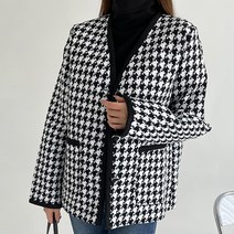 아뗄릭 여성용 루즈핏 하운드 투스 체크 반 코트 00394