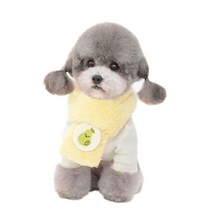 오블리펫 강아지 보아털 스티치 와펜 고정용 목도리, 옐로우