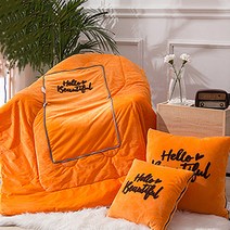 모던한 기본스타일 레터링 쿠션 앤 이불 벨벳, 오렌지