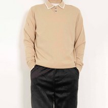 남성용 기본핏 컬러배색 캐주얼 투버튼 카라 니트