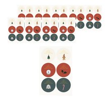 인디케이 금박 성탄절 원형 키트 스티커 6종 세트, 혼합색상, 10세트