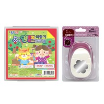 포코스 ReZo 모양펀치 R-36 + 종이나라 양면 색종이 10종 x 10p + 케이스, 1세트, 꽃잎