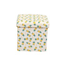 굵은마 프린트 다기능 패브릭 정리 수납 스툴 38 x 38 x 38 cm, 파인애플