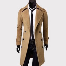 마켓A 남성용 롱 더블 트렌치 코트