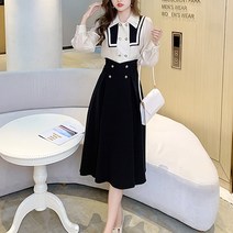 페이퍼먼츠 투라인 포켓 블라우스 A라인 프릴 스커트 정장 투피스 세트 01310