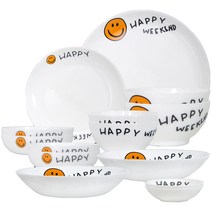 루미낙 스마일 2인 신혼 그릇 세트 14p, 혼합색상, 7종