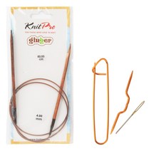 브랜드얀 니트프로 진저 줄바늘 80cm x 4.00mm + 돗바늘 + 코막음핀 + 꽈배기바늘 세트, 우드, 랜덤발송(돗바늘), 1세트