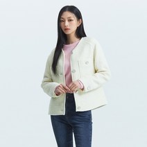 미쏘 여성용 라운드넥 아웃포켓 숏 자켓