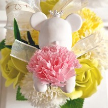 라비다 뉴 카네이션 곰돌이 석고 오너먼트 핑크 + 석고방향제 리필 오일 3ml, 블랙체리