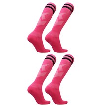 SNF 훈련용 두꺼운 롱 축구양말 2켤레, 08 핑크블랙