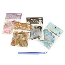 한별나라 곰돌이 시리즈 스티커팩 4종 x 40p + 핀셋 세트, 혼합색상(스티커), 랜덤발송(핀셋), 1세트