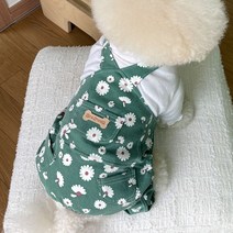 바이담수미 강아지 꽃멜빵 바지, 그린