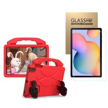 아랑 태블릿PC 강화유리필름 + 에바폼 케이스 세트, 레드