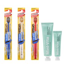 EBISU 프리미엄케어 6열 광폭헤드 칫솔 랜덤발송 3p + 민트비타치약 오리지널 120g + 40g, 1세트