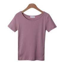 여성용 비추얼 라운드넥 베이직 무지 반팔 티셔츠 T9981K26