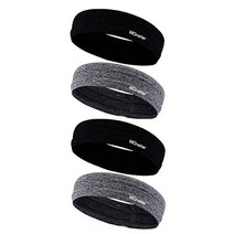 몬스터 이중 실리콘 라이닝 미끄럼 방지 스포츠 헤어밴드 4p 세트, black, black, gray, gray