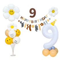 데이지 숫자기둥 펠트가랜드 9 생일 풍선 + 구성품 랜덤발송 세트, 혼합색상, 1개