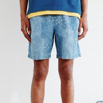 헤지스 남성용 반다나 자카드 데님 하프 팬츠