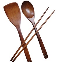 네오셰프 옻칠 조리도구 볶음스푼 대 + 일자뒤집개 + 튀김젓가락 세트, 브라운, 1세트
