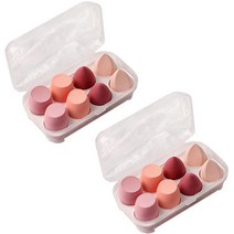 지앤와이 파스텔 물방울 퍼프 8p 케이스 세트, 2세트, 핑크