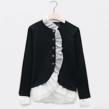 탱커스 여성용 프릴 배색 포인트 긴팔 니트 TU3KP022L0