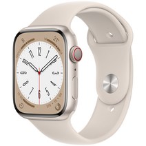 Apple 애플워치 8 GPS+Cellular, 45mm, 알루미늄, 스타라이트 / 스타라이트 스포츠 밴드