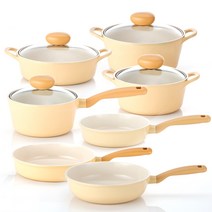 네오플램 인덕션 플랑 IH 쿡웨어 풀구성 7종 세트, 편수 18cm + 양수 18cm + 22cm + 전골 22cm + 프라이팬 20cm +  26cm + 웍 26cm, 미니 옐로우