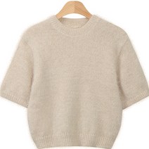 레몬소울 여성용 로노비 퍼 니트 반팔티