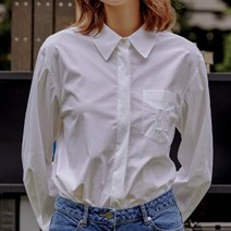 닥스 여성용 TCFS 화이트 포켓배색 면혼방 긴팔 셔츠 DLSH2C801