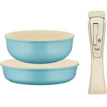 로이첸 IH 비스포크팬 세트 3개, 프라이팬 24cm + 멀티팬 24cm + 멀티핸들, 블루그린