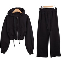 웨이필 크롭 기모 후드집업 밴딩 팬츠 투피스 세트 cpset2281k29