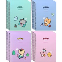 핑크풋 1500 쪼꼬미친구들 3줄 영어노트 4종 x 3p 세트, sky blue, mint, purple, pink, 1세트