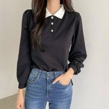 패션풀 여성용 GOLF F 플라워 버튼 퍼프 티셔츠 28778