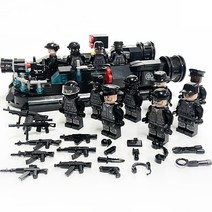 완구몬 경찰특공대 SWAT 12인 + 전투보트 세트, 블랙