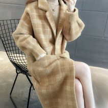 여성용 구디프 체크무늬 데일리 롱코트