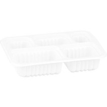 스완 도시락 일회용 실링 배달용기 백색 650ml 3호5칸 19143, 100개입, 1개