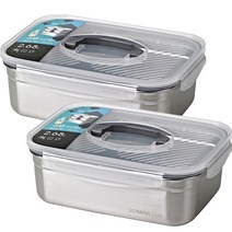 코멕스 블럭형 스텐 보관 밀폐용기 핸들 2.68L, 단품, 2개