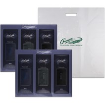 크로커다일 남성용 발이 숨쉬는 세로 로고 중목 양말 3족 세트 CD4SK1030